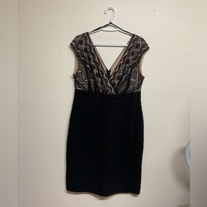 dressbarn Black and Beige Lace Mini Dress